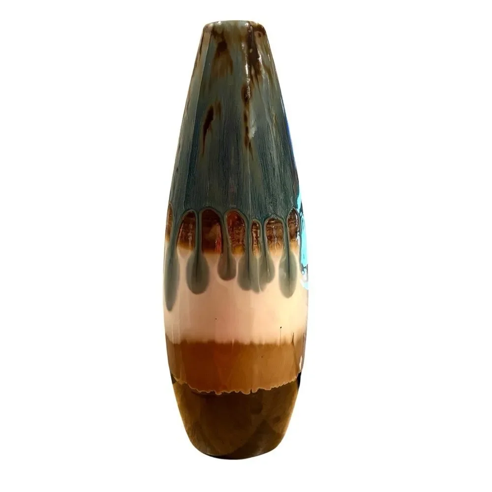 Ceramic Vase With Blue Drip Glaze